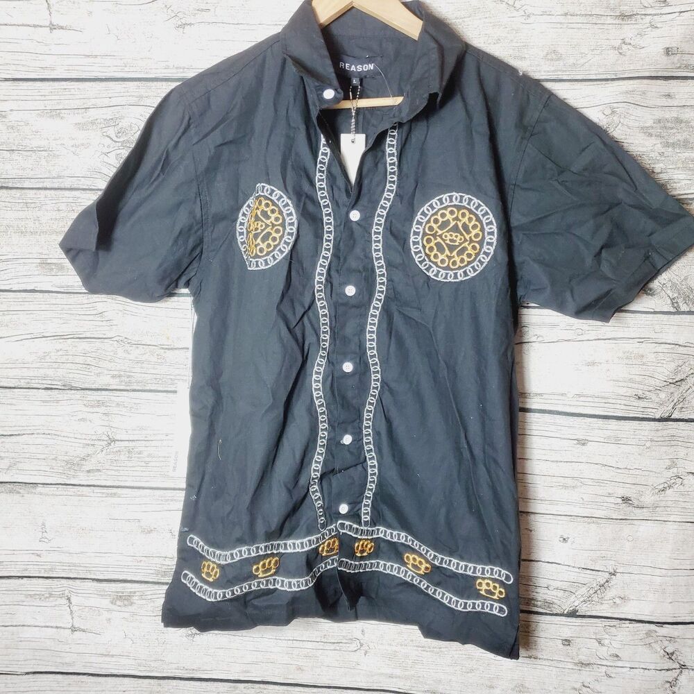 Reason Men's Size Large Short Sleeve Button Up Shirt